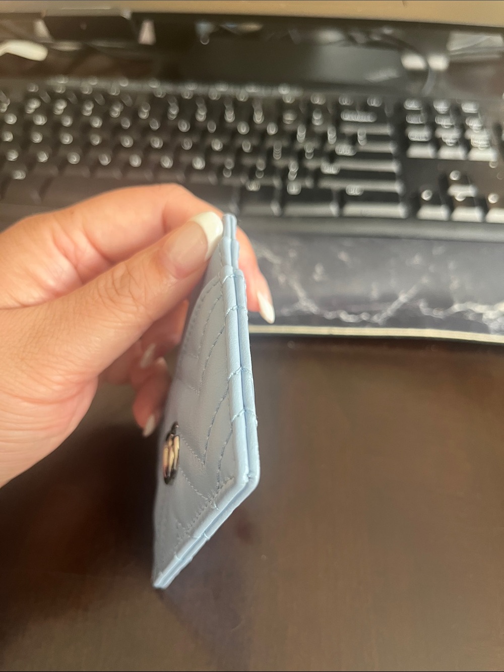 Gucci Baby Blue Quilted GG Marmont Card Holder - Picture 4 of 6